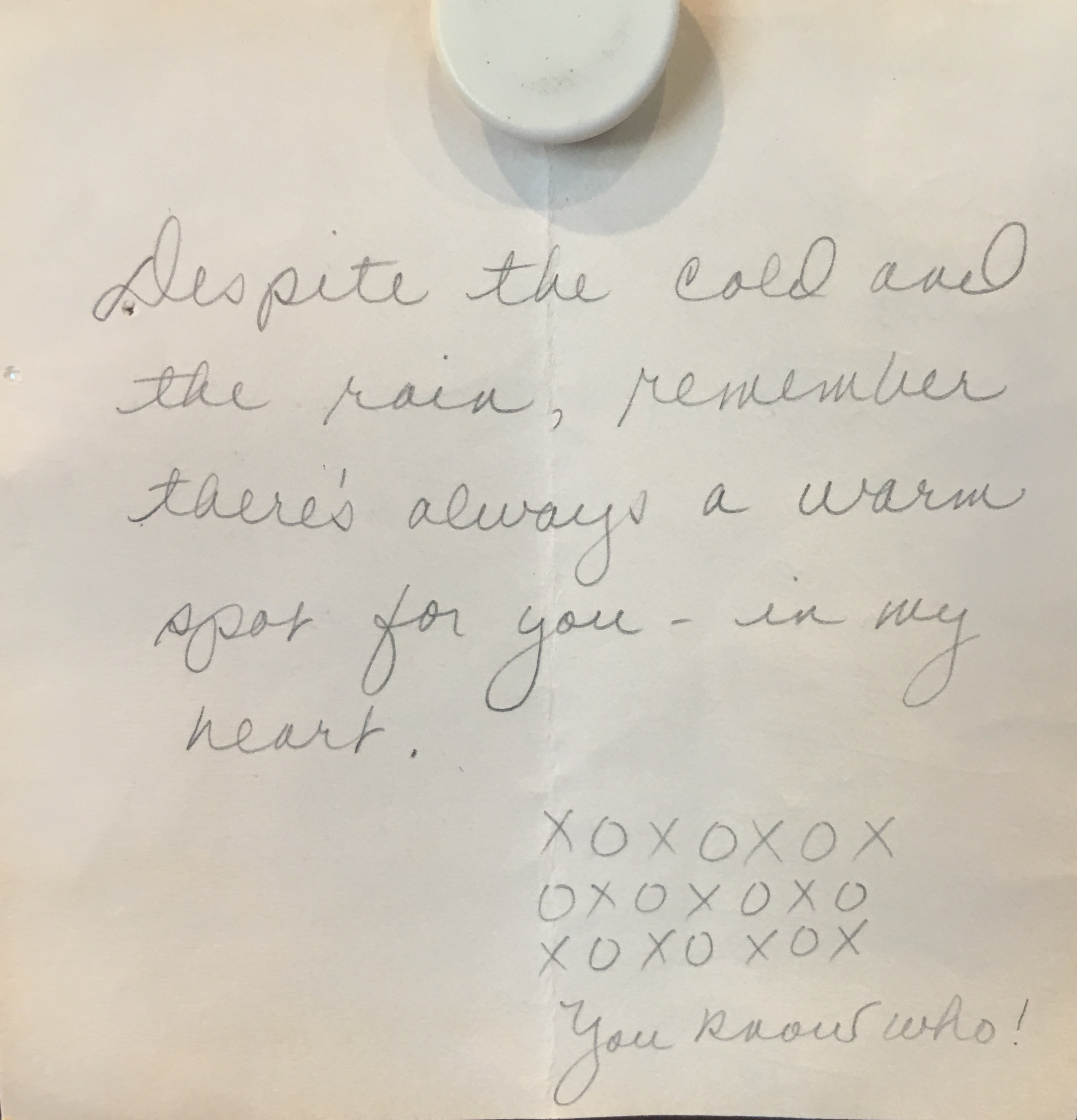 A note from Suzanne written in pencil